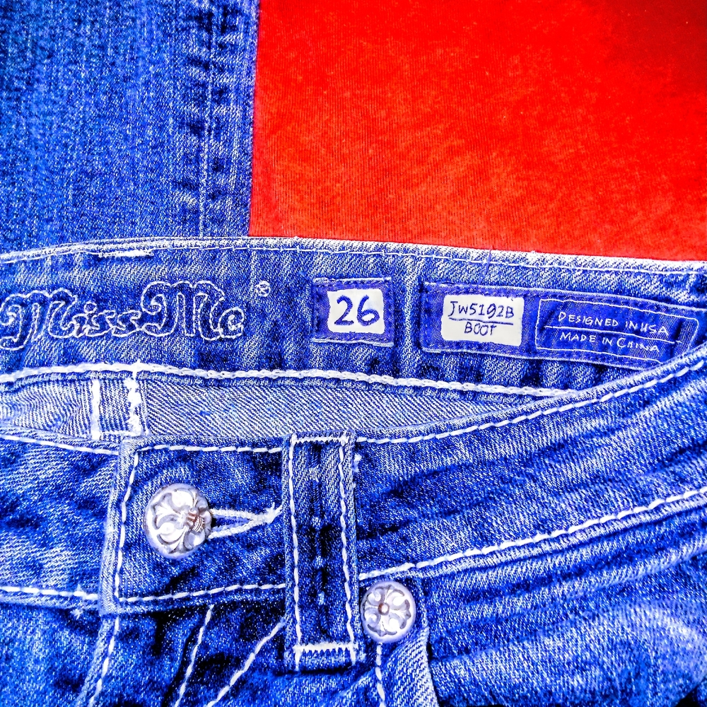 Miss Me Blue Boot Cut Jeans with Embellished Pockets - Picture 5 of 5